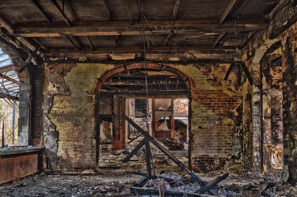 burned out building